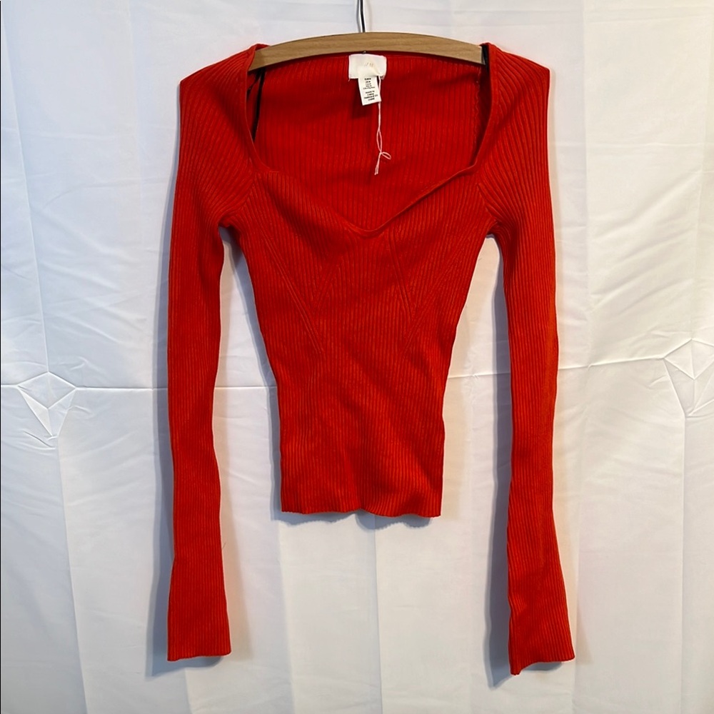 Y2k h&m Red Ribbed bandage Top